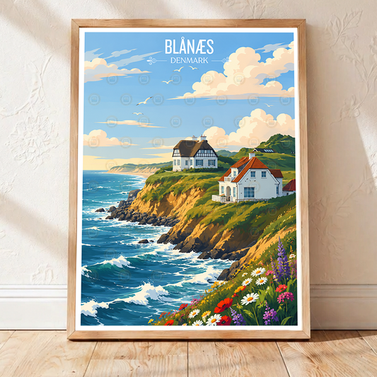 Blånæs - Denmark - Travel Poster Vintage Style Wall Art Print - Art Print - Travel Art Poster