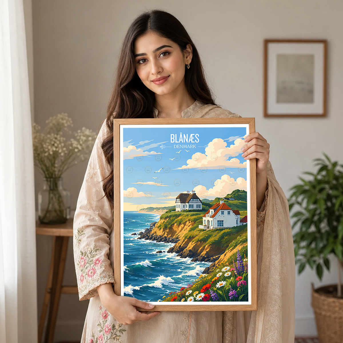 Blånæs - Denmark - Travel Poster Vintage Style Wall Art Print