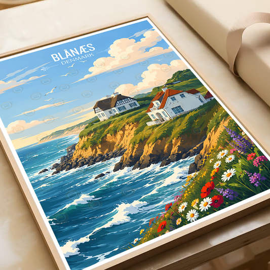 Blånæs - Denmark - Travel Poster Vintage Style Wall Art Print - Art Print - Travel Art Poster