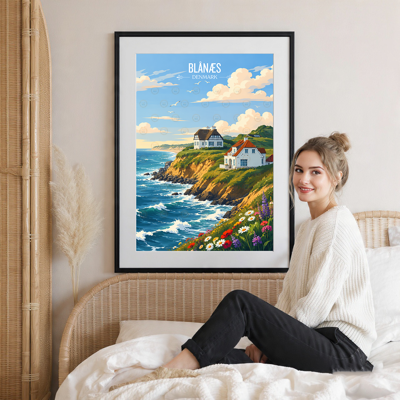 Blånæs - Denmark - Travel Poster Vintage Style Wall Art Print