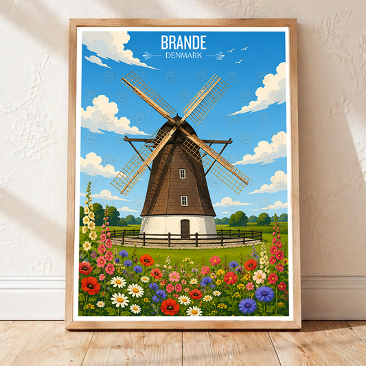 Brande - Denmark - Travel Poster Vintage Style Wall Art Print - Art Print - Travel Art Poster