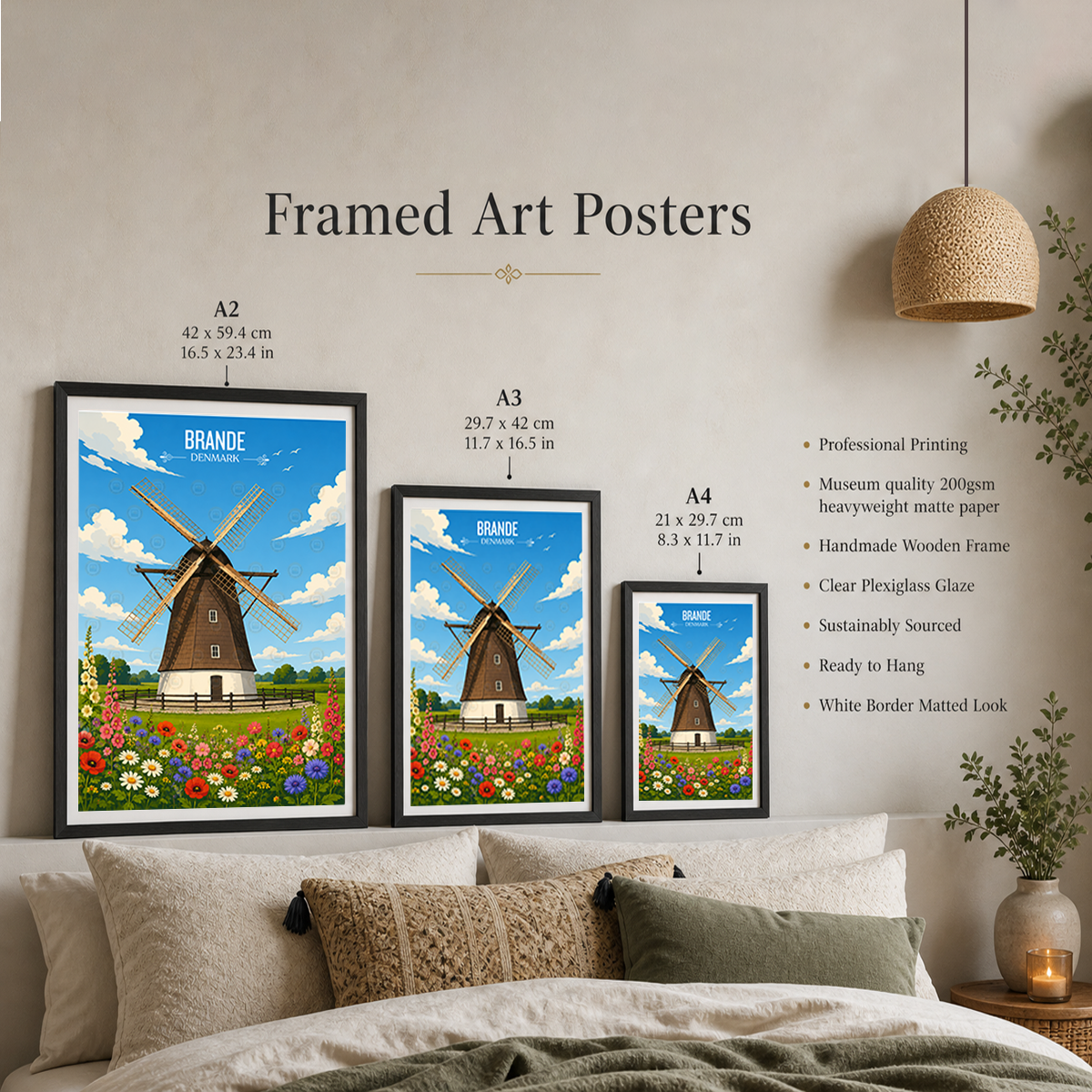 Brande - Denmark - Travel Poster Vintage Style Wall Art Print