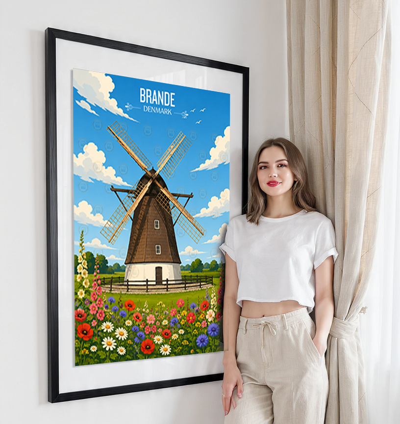 Brande - Denmark - Travel Poster Vintage Style Wall Art Print