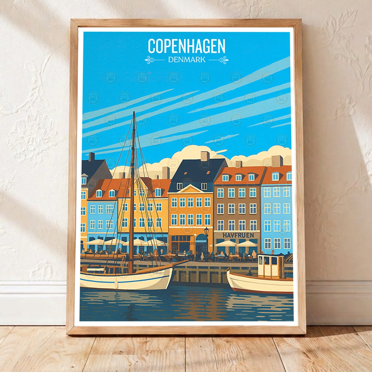 Copenhagen - Denmark - Travel Poster Vintage Style Wall Art Print