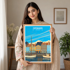 Copenhagen - Denmark - Travel Poster Vintage Style Wall Art Print