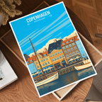 Copenhagen - Denmark - Travel Poster Vintage Style Wall Art Print