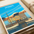 Copenhagen - Denmark - Travel Poster Vintage Style Wall Art Print