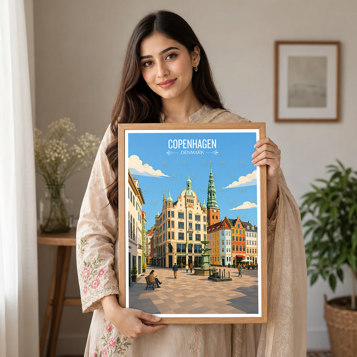 Copenhagen - Denmark - Travel Poster Vintage Style Wall Art Print