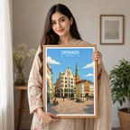 Copenhagen - Denmark - Travel Poster Vintage Style Wall Art Print