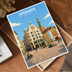 Copenhagen - Denmark - Travel Poster Vintage Style Wall Art Print