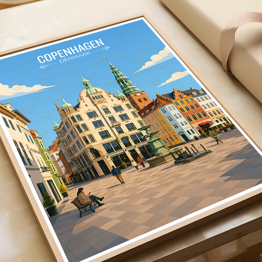 Copenhagen - Denmark - Travel Poster Vintage Style Wall Art Print - Art Print - Travel Art Poster