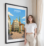 Copenhagen - Denmark - Travel Poster Vintage Style Wall Art Print