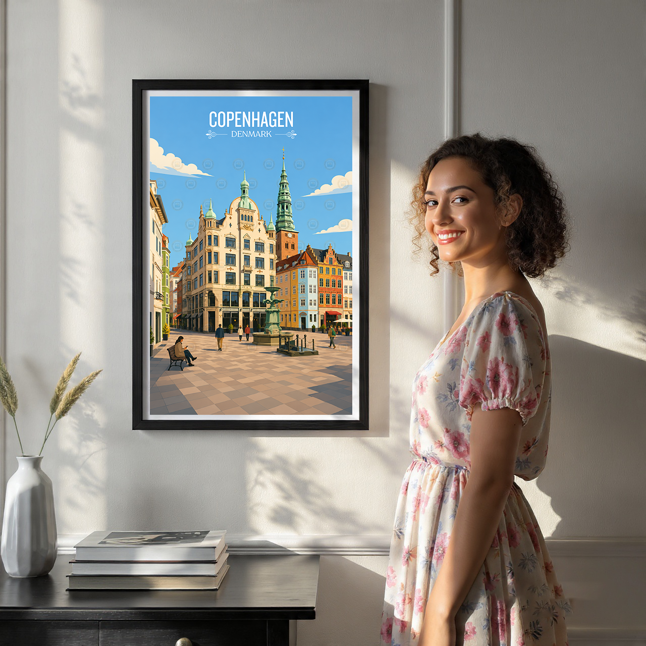 Copenhagen - Denmark - Travel Poster Vintage Style Wall Art Print