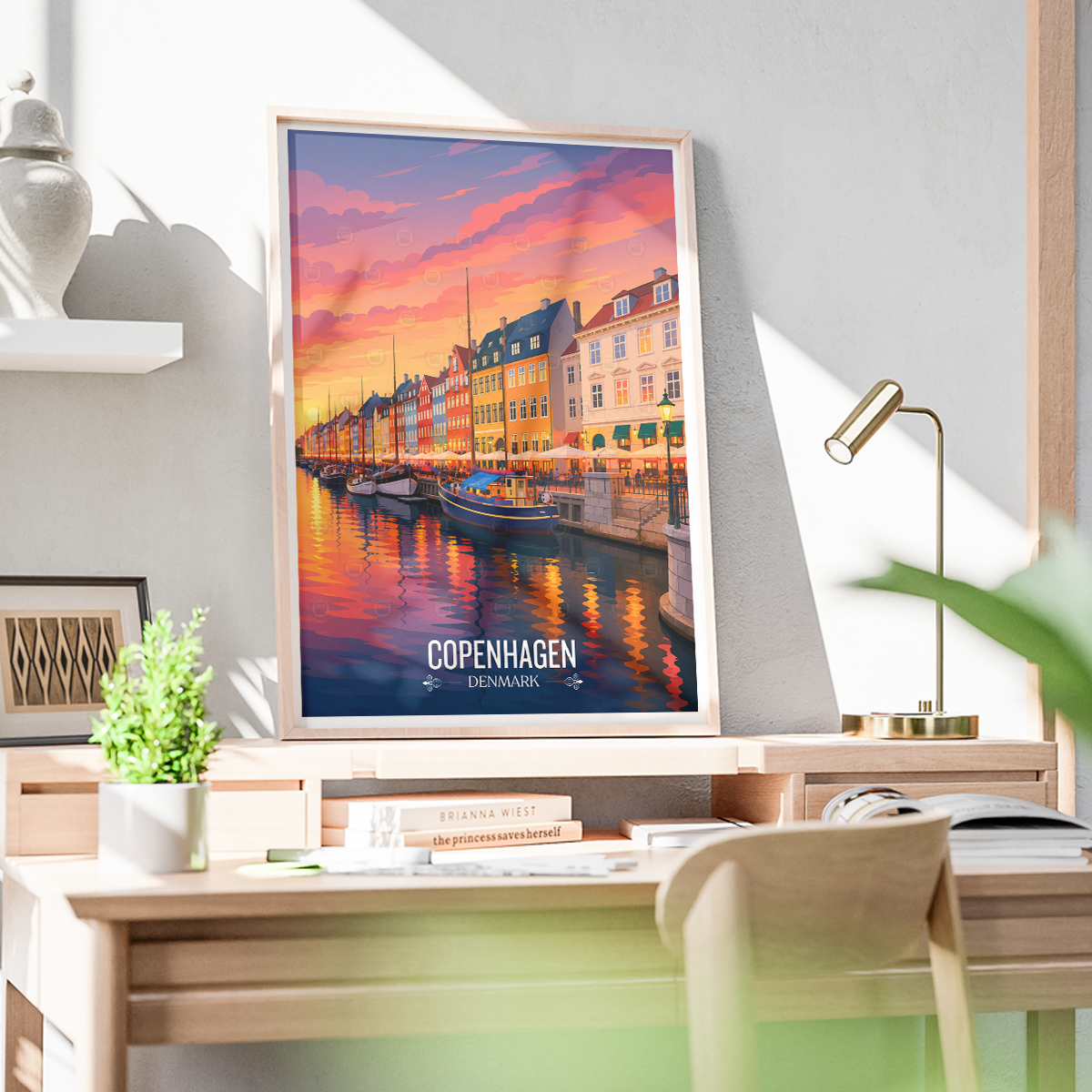 Copenhagen - Denmark - Travel Poster Vintage Style Wall Art Print
