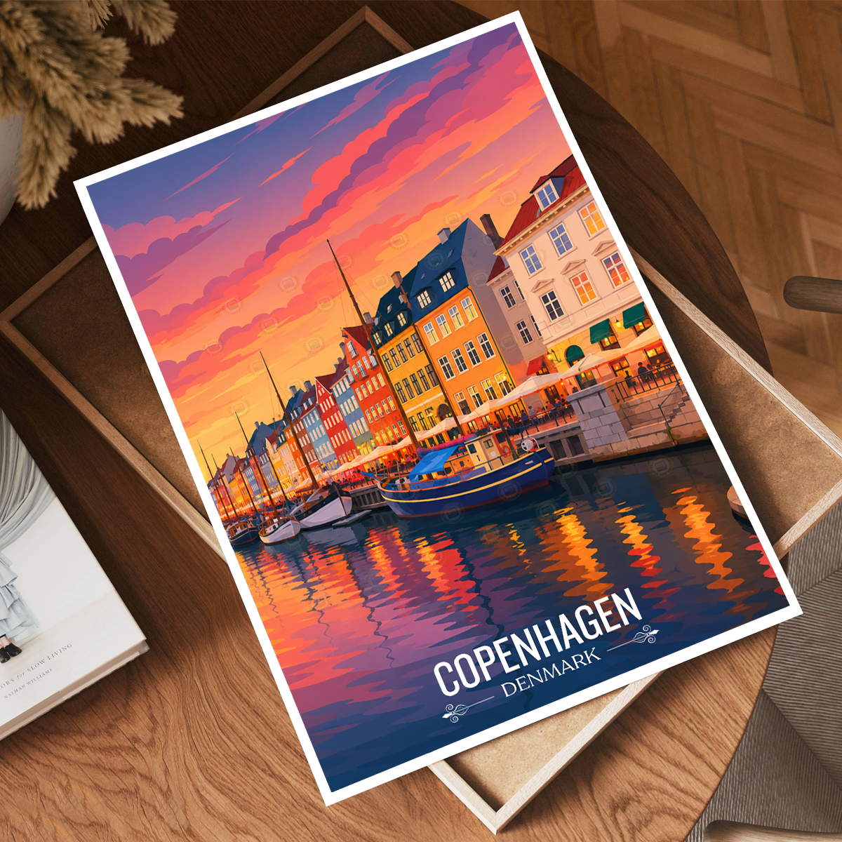 Copenhagen - Denmark - Travel Poster Vintage Style Wall Art Print