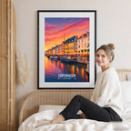 Copenhagen - Denmark - Travel Poster Vintage Style Wall Art Print