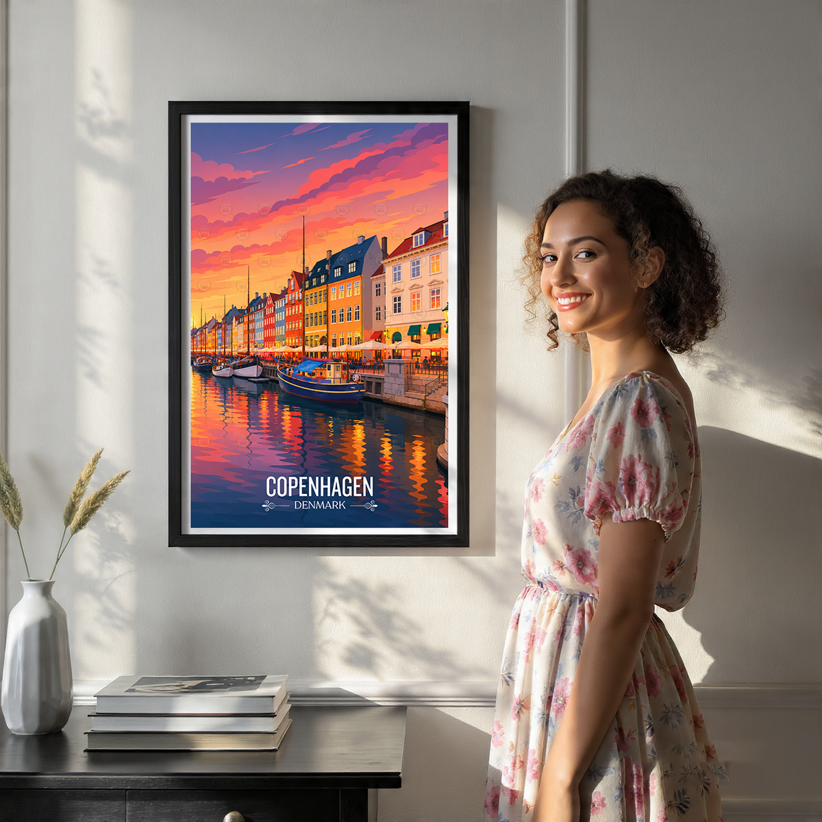 Copenhagen - Denmark - Travel Poster Vintage Style Wall Art Print