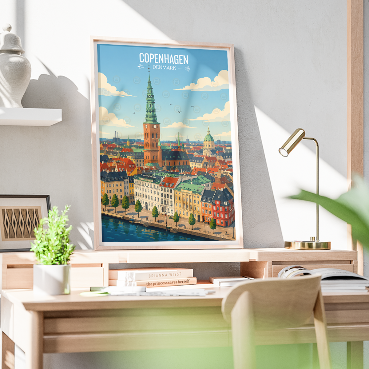 Copenhagen - Denmark - Travel Poster Vintage Style Wall Art Print