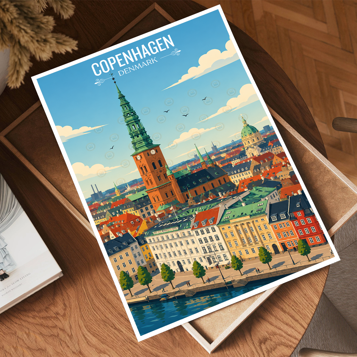Copenhagen - Denmark - Travel Poster Vintage Style Wall Art Print