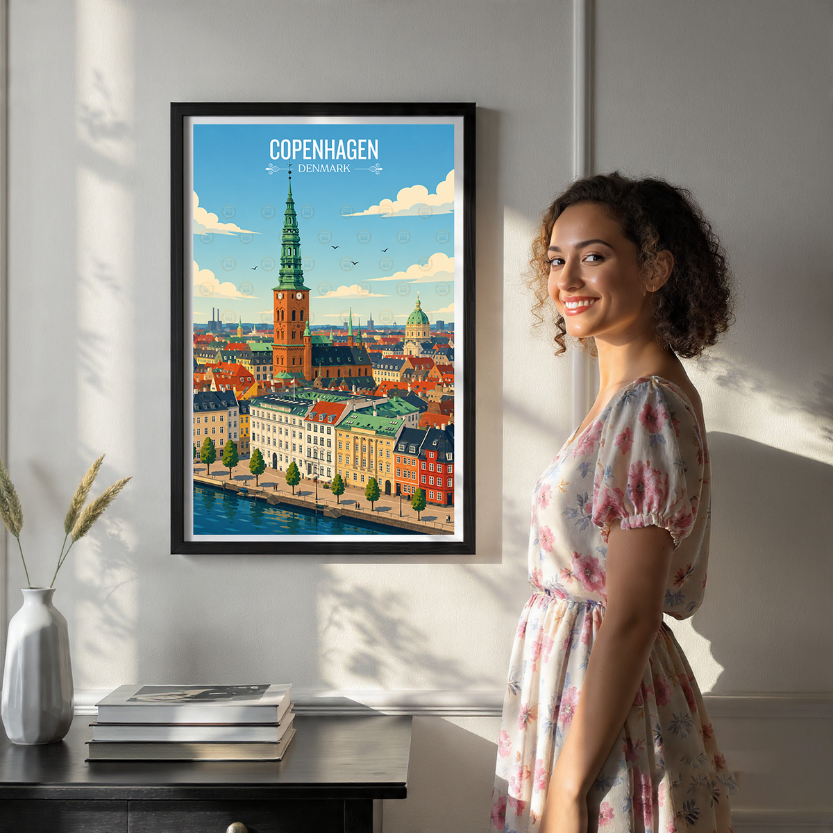 Copenhagen - Denmark - Travel Poster Vintage Style Wall Art Print