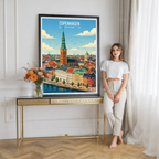 Copenhagen - Denmark - Travel Poster Vintage Style Wall Art Print