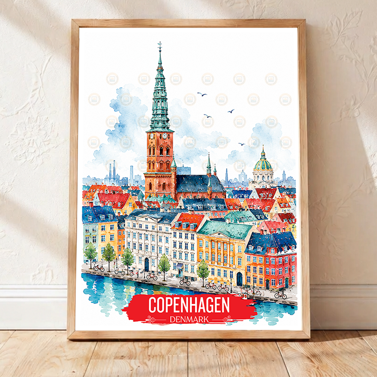 Copenhagen - Denmark - Travel Poster Vintage Style Wall Art Print