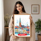 Copenhagen - Denmark - Travel Poster Vintage Style Wall Art Print