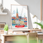 Copenhagen - Denmark - Travel Poster Vintage Style Wall Art Print