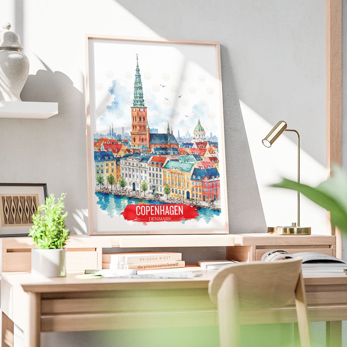 Copenhagen - Denmark - Travel Poster Vintage Style Wall Art Print