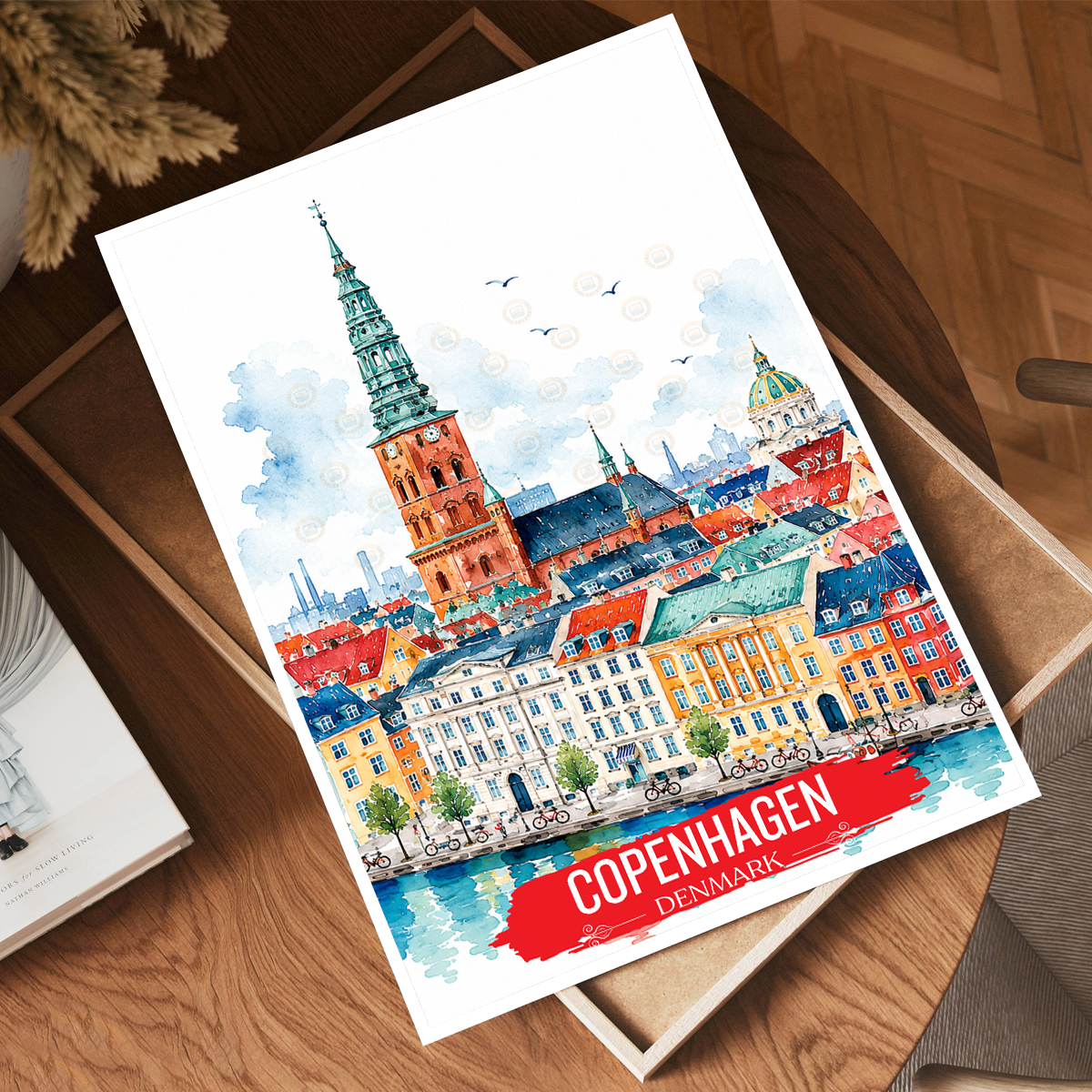Copenhagen - Denmark - Travel Poster Vintage Style Wall Art Print