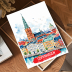 Copenhagen - Denmark - Travel Poster Vintage Style Wall Art Print