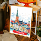 Copenhagen - Denmark - Travel Poster Vintage Style Wall Art Print