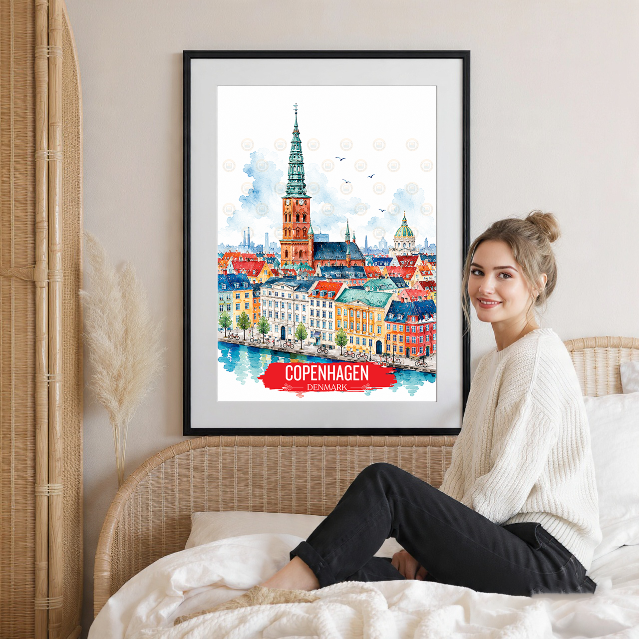 Copenhagen - Denmark - Travel Poster Vintage Style Wall Art Print