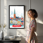 Copenhagen - Denmark - Travel Poster Vintage Style Wall Art Print