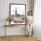 Copenhagen - Denmark - Travel Poster Vintage Style Wall Art Print