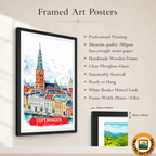 Copenhagen - Denmark - Travel Poster Vintage Style Wall Art Print
