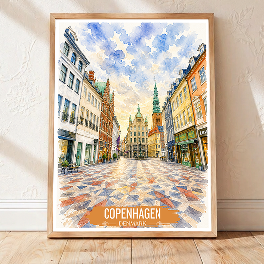 Copenhagen - Denmark - Travel Poster Vintage Style Wall Art Print - Art Print - Travel Art Poster
