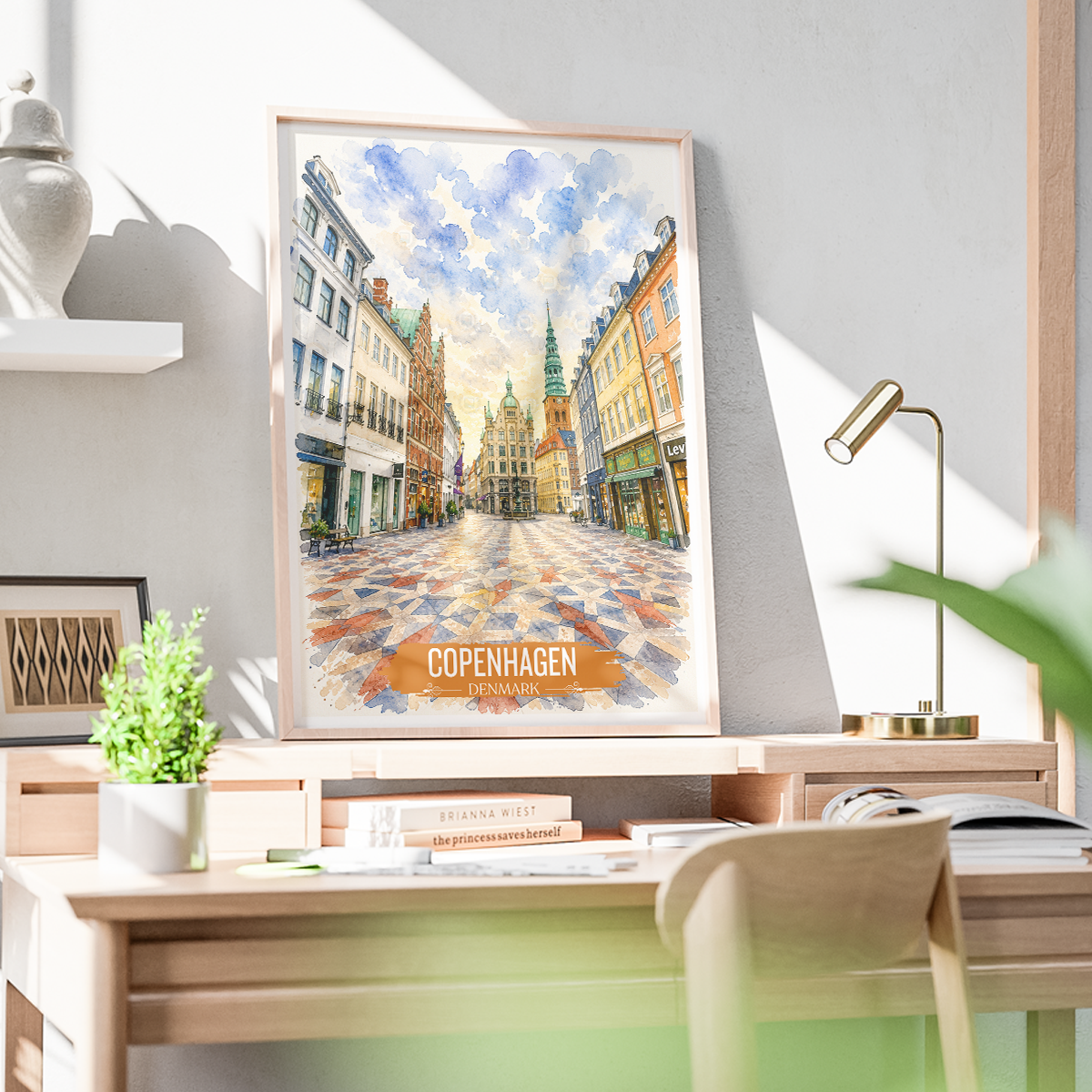 Copenhagen - Denmark - Travel Poster Vintage Style Wall Art Print