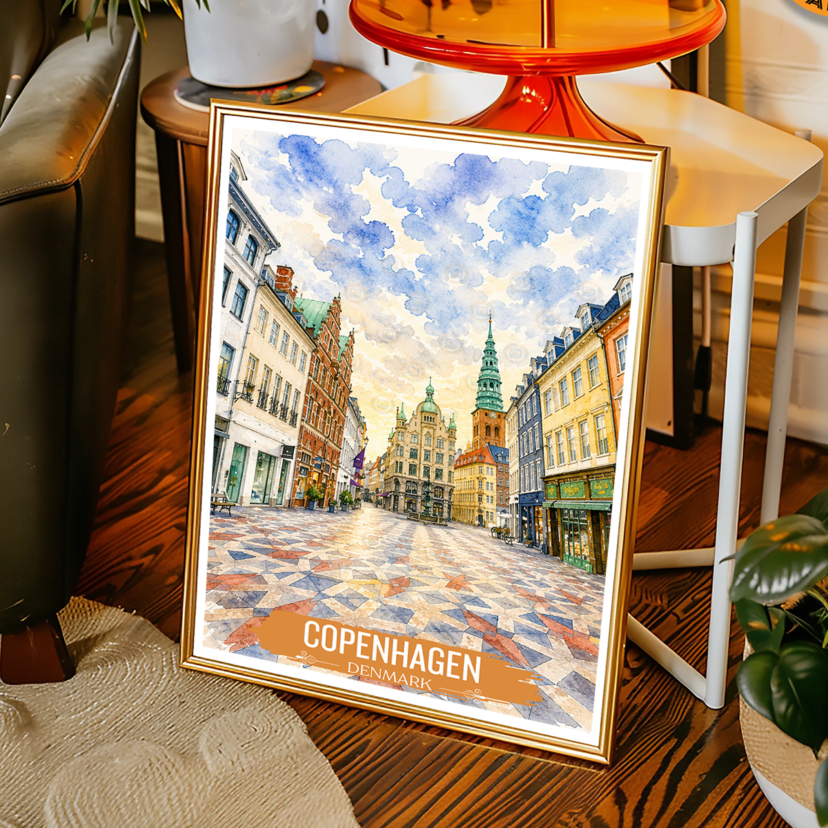 Copenhagen - Denmark - Travel Poster Vintage Style Wall Art Print