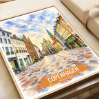 Copenhagen - Denmark - Travel Poster Vintage Style Wall Art Print