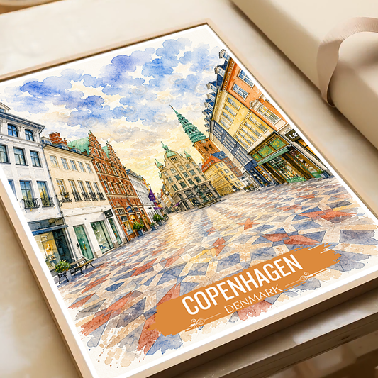 Copenhagen - Denmark - Travel Poster Vintage Style Wall Art Print - Art Print - Travel Art Poster