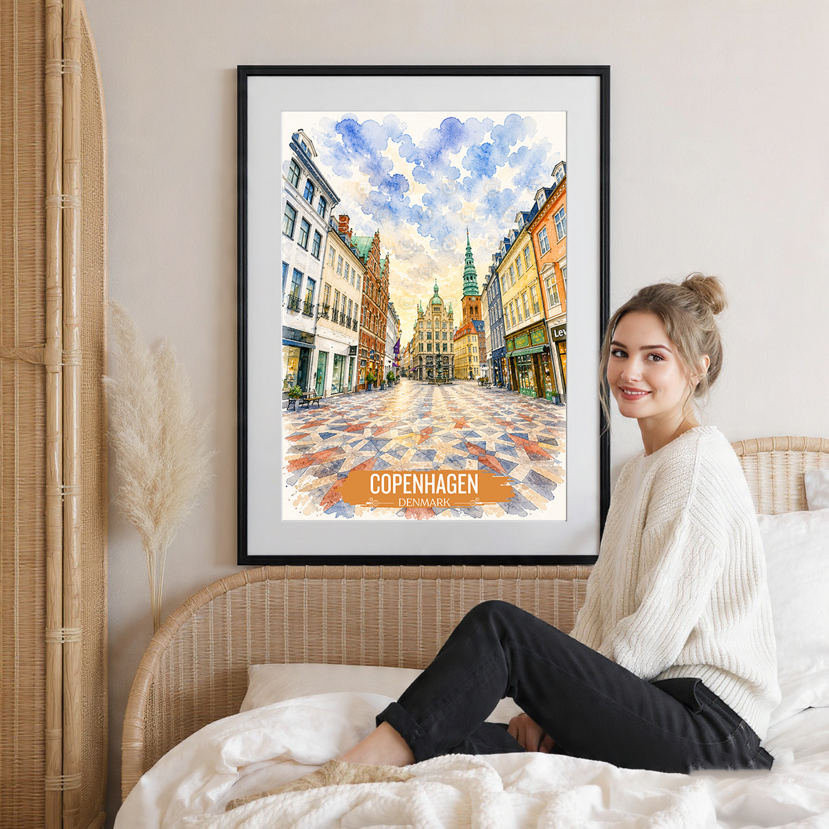Copenhagen - Denmark - Travel Poster Vintage Style Wall Art Print