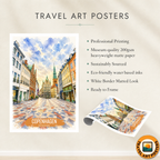 Copenhagen - Denmark - Travel Poster Vintage Style Wall Art Print