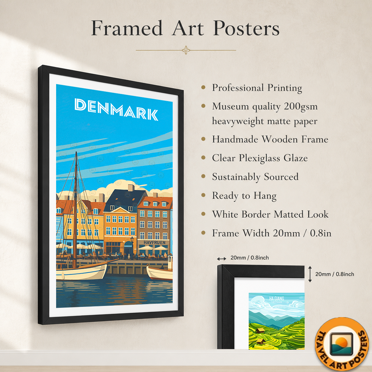 Denmark - Travel Poster Vintage Style Wall Art Print