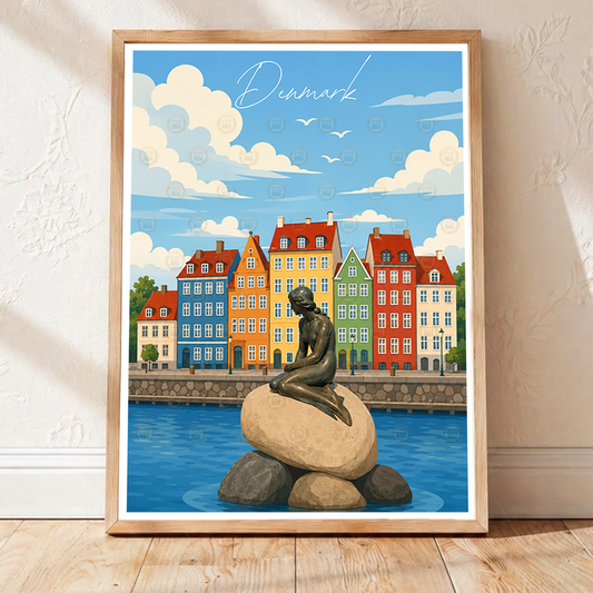 Denmark - Travel Poster Vintage Style Wall Art Print - Art Print - Travel Art Poster