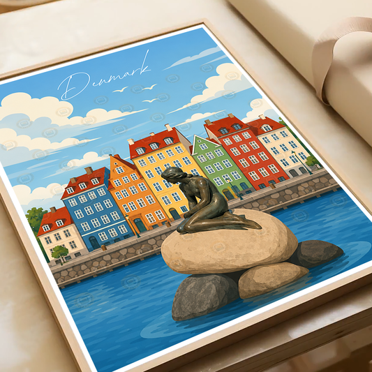 Denmark - Travel Poster Vintage Style Wall Art Print - Art Print - Travel Art Poster