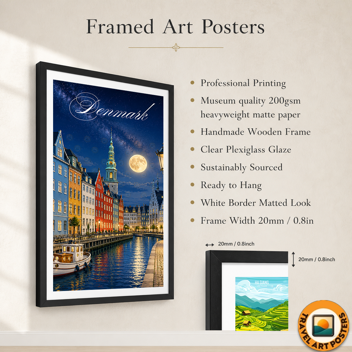 Denmark - Travel Poster Vintage Style Wall Art Print