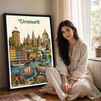 Denmark - Travel Poster Vintage Style Wall Art Print