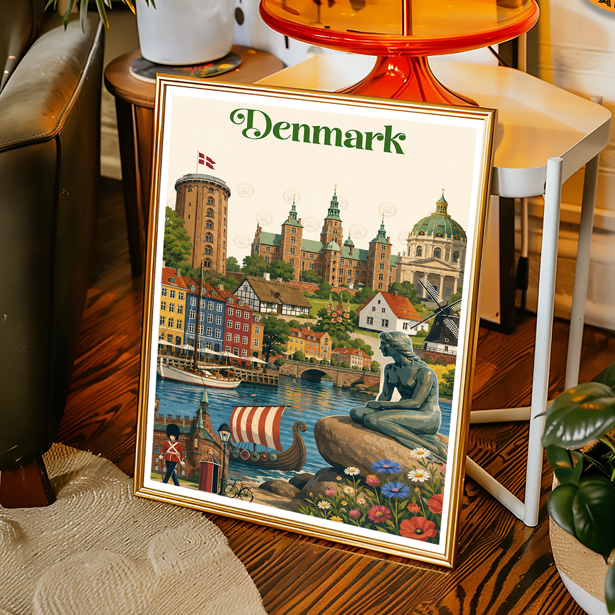 Denmark - Travel Poster Vintage Style Wall Art Print
