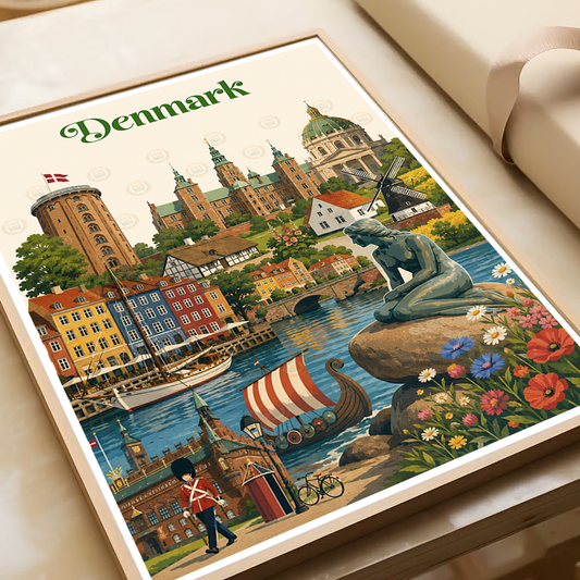 Denmark - Travel Poster Vintage Style Wall Art Print - Art Print - Travel Art Poster